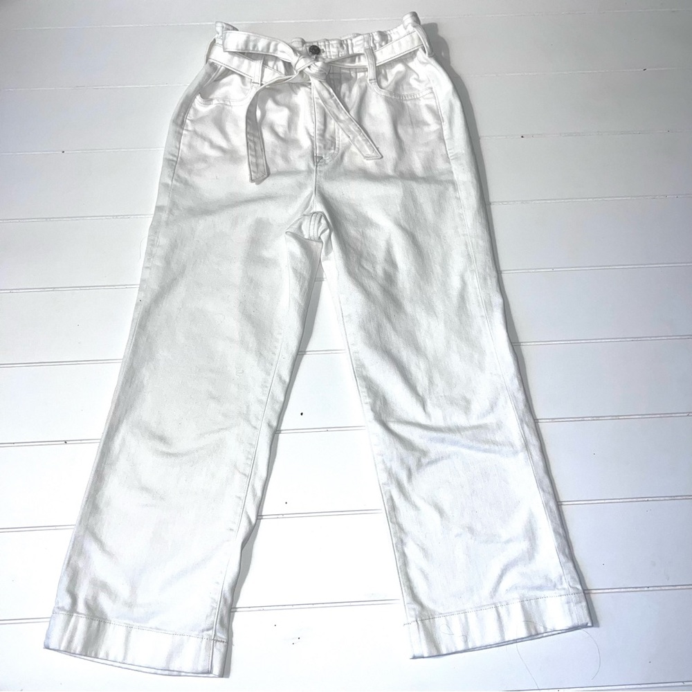 J. Crew White Paper-bag Jeans Tie Belt Ankle Crop 28